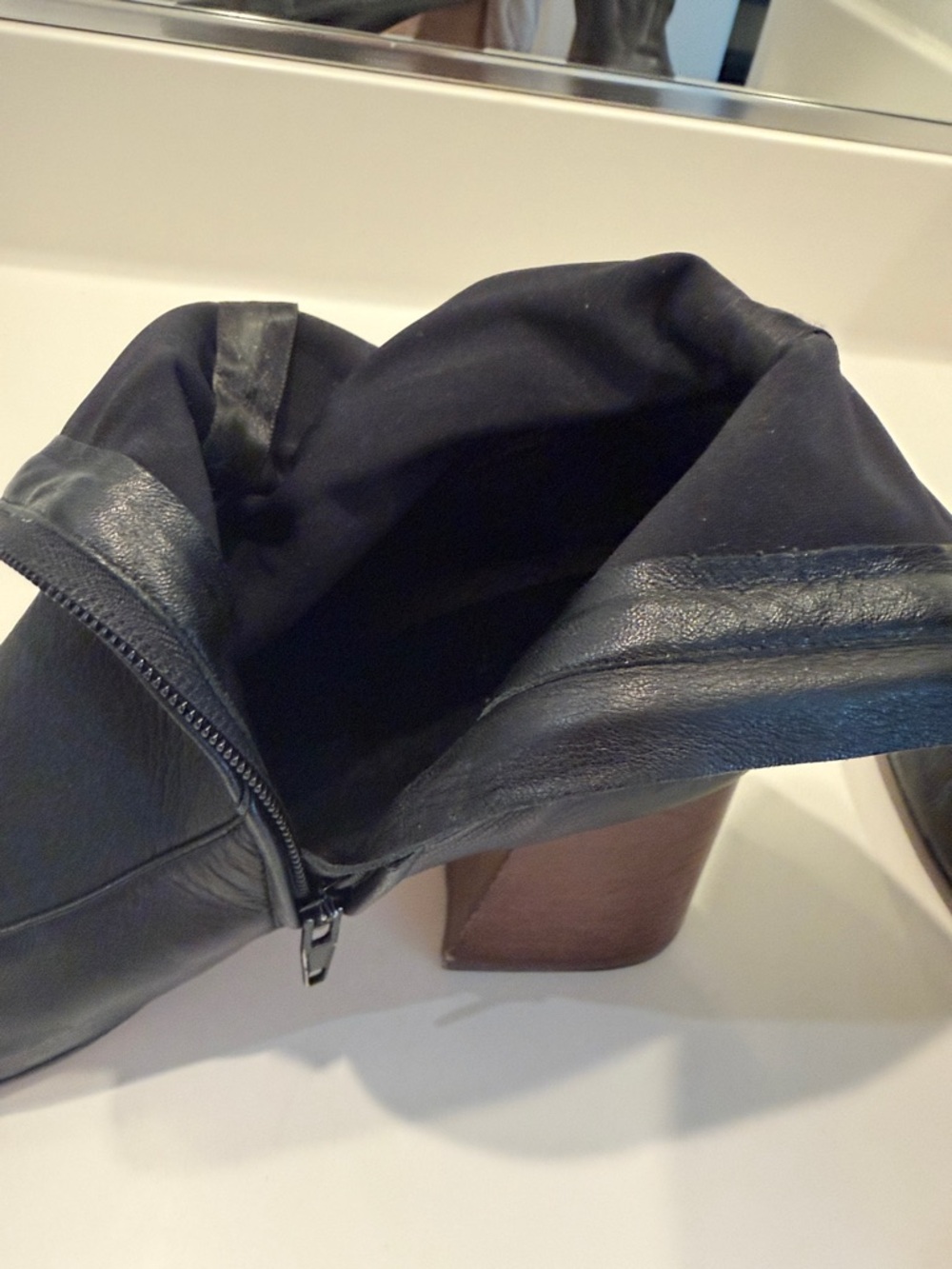 Celine Black Leather Fold-Over Ankle Booties - Picture 5 of 10